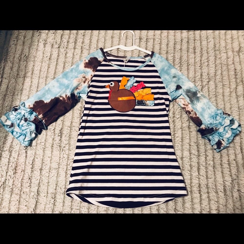 NWT Girls Turkey Ruffle Sleeve Top
